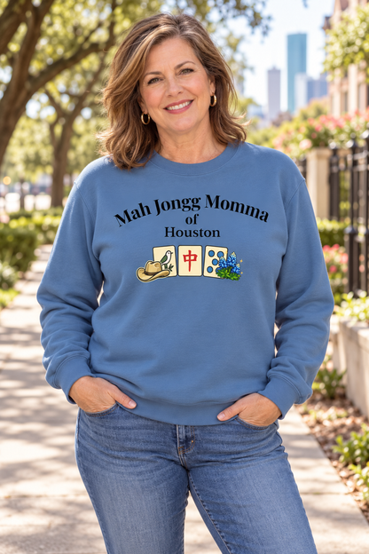 Mah Jongg Momma of Houston Crewneck Sweatshirt - Mahjong Tournament Sweatshirt