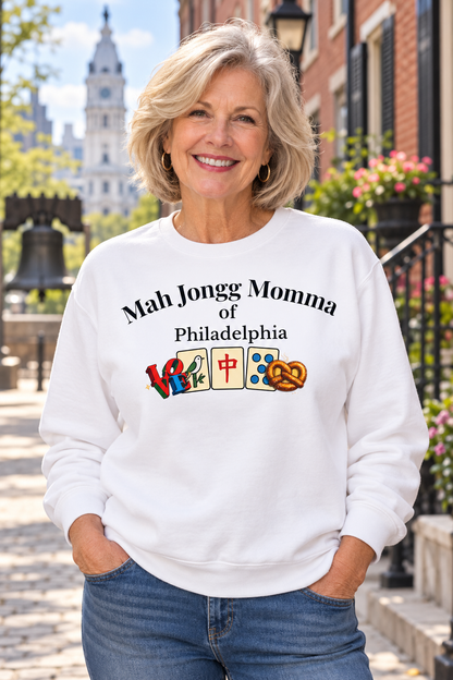 Mah Jongg Momma of Philadelphia Crewneck Sweatshirt - Mahjong Tournament Sweatshirt