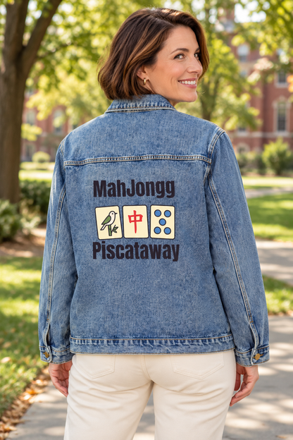 Mah Jongg Women's Denim Jacket - Piscataway - For Mah Jongg Player