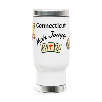 Connecticut Mah Jongg travel mug | 14oz stainless steel travel mug with handle