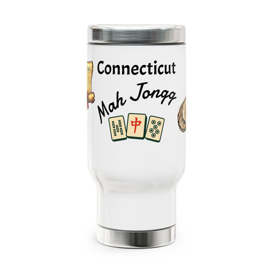 Connecticut Mah Jongg travel mug | 14oz stainless steel travel mug with handle