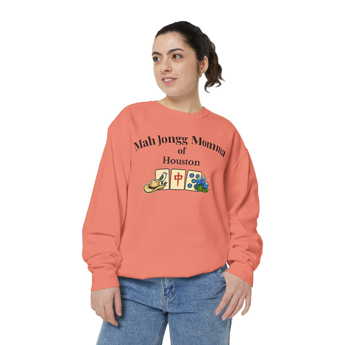 Mah Jongg Momma of Houston Crewneck Sweatshirt - Mahjong Tournament Sweatshirt