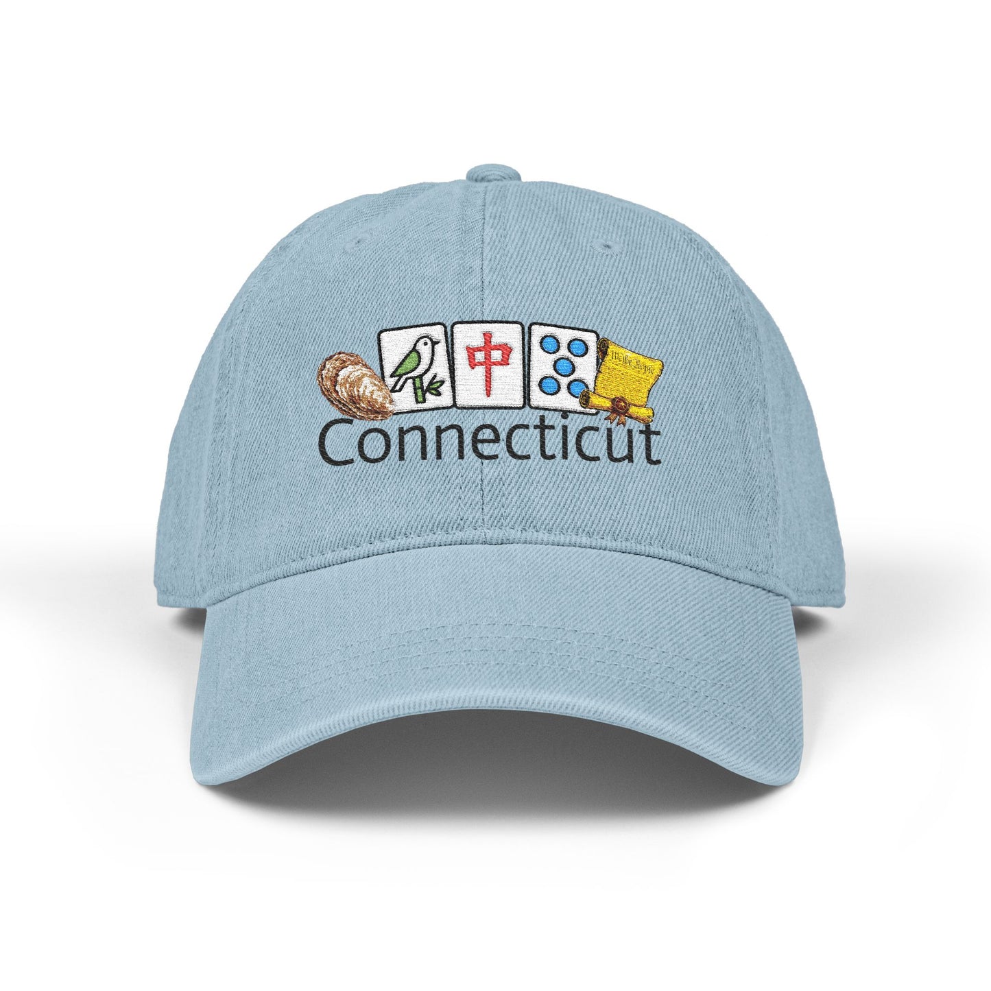 Mah Jongg Connecticut Embroidered  Jean Hat - For MahJong Players
