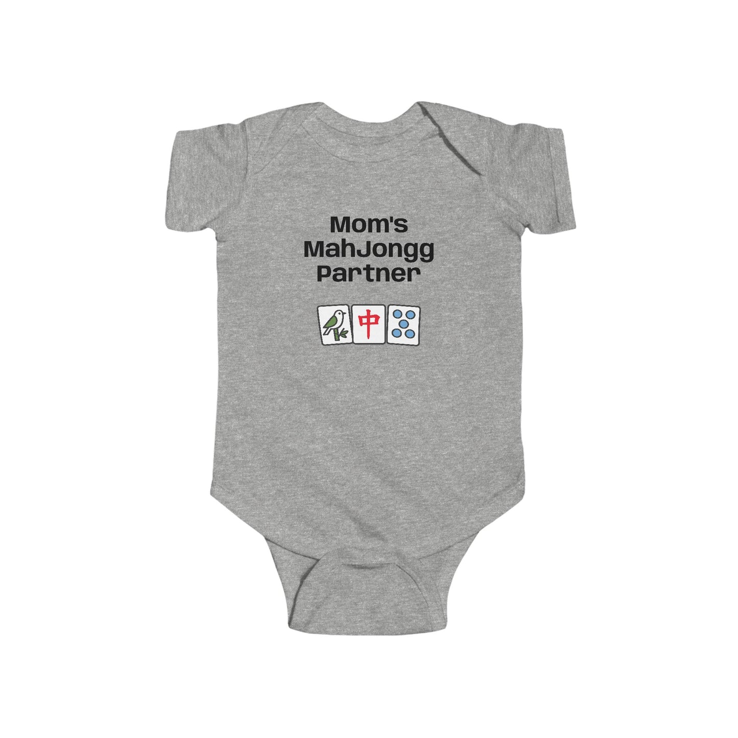 Mom's Mah Jongg Partner Bodysuit | Baby Mahjong Tiles Infant Onesie. For Game Night or Family Outing