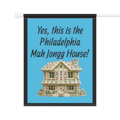 Mah Jongg :"Yes, This Is the Philadelphia Mah Jongg House!" Blue Mah Jongg Flag
