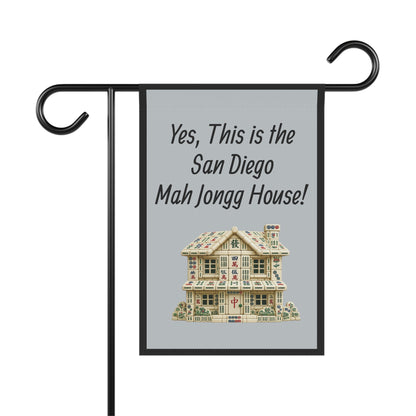Mah Jongg Flag: "Yes, This Is the San Diego Mah Jongg House!"-  Gray Outdoor Flag
