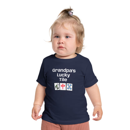 Grandpa's Lucky Tile Baby T-Shirt - Cute Mahjong Infant Tee