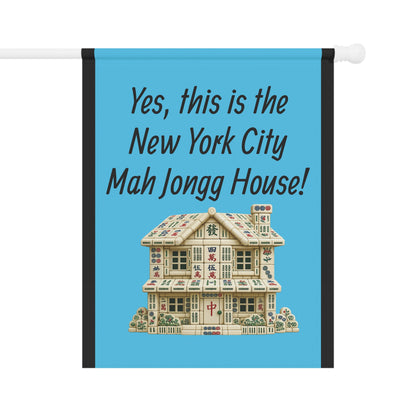 Mah Jongg :"Yes, This Is the New York City Mah Jongg House!" Blue Mah Jongg Flag
