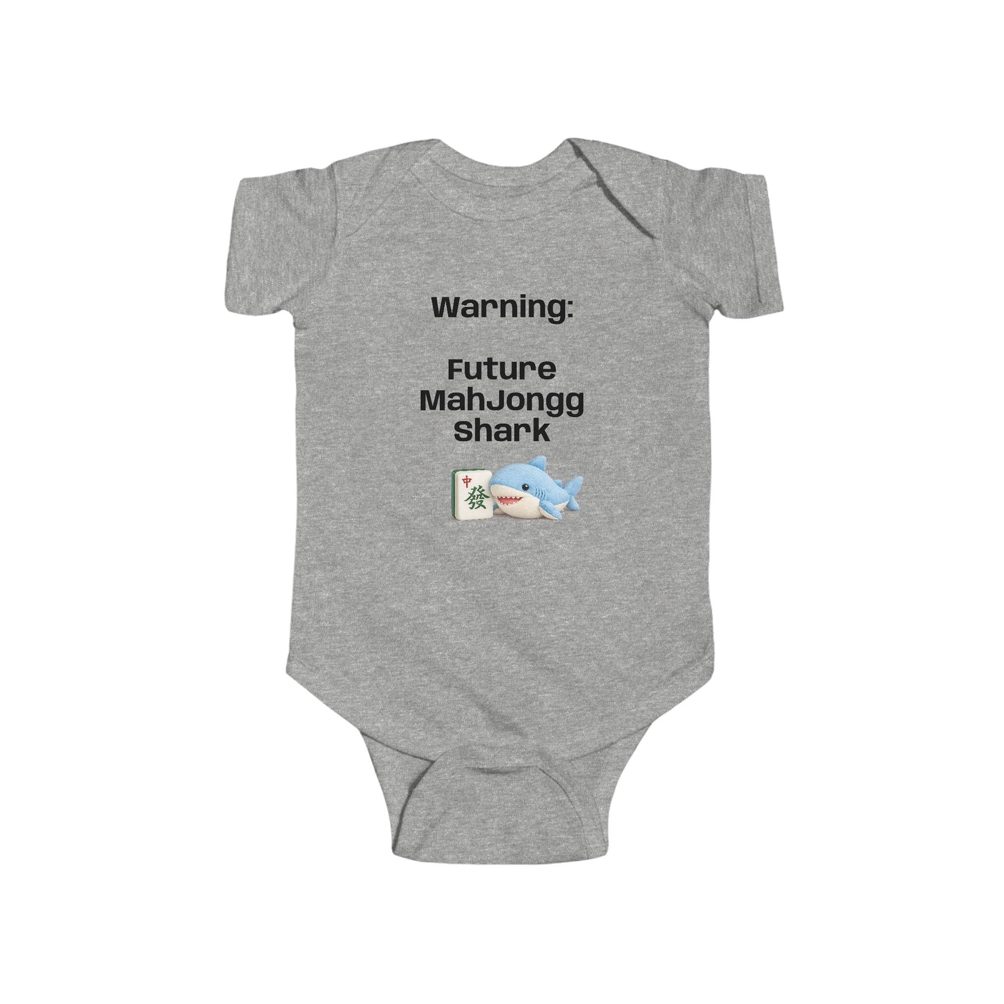 Future Mah Jongg Shark Bodysuit, Baby Onesie with Mahjong Tile Graphic, For Game Day or Family Outings