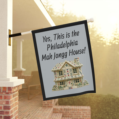 Mah Jongg Flag: "Yes, This Is the Connecticut Mah Jongg House!"-  Gray Outdoor Flag
