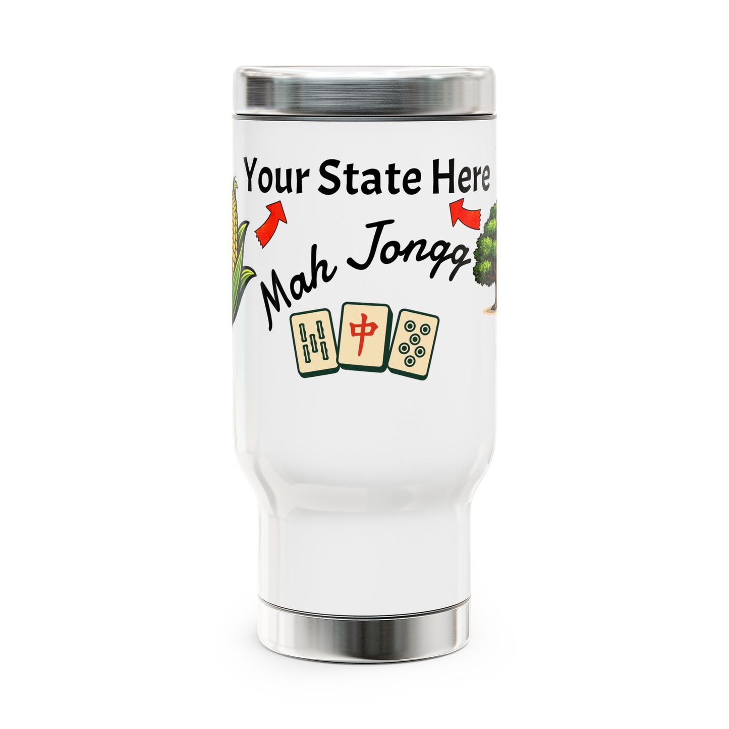 City Mah Jongg travel mug | 14oz stainless steel travel mug with handle