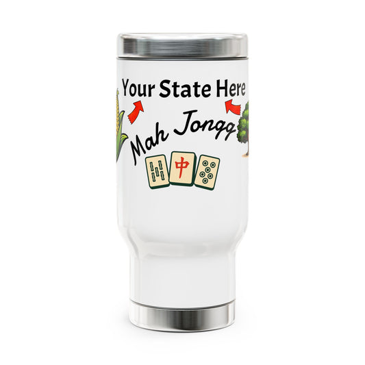 City Mah Jongg travel mug | 14oz stainless steel travel mug with handle