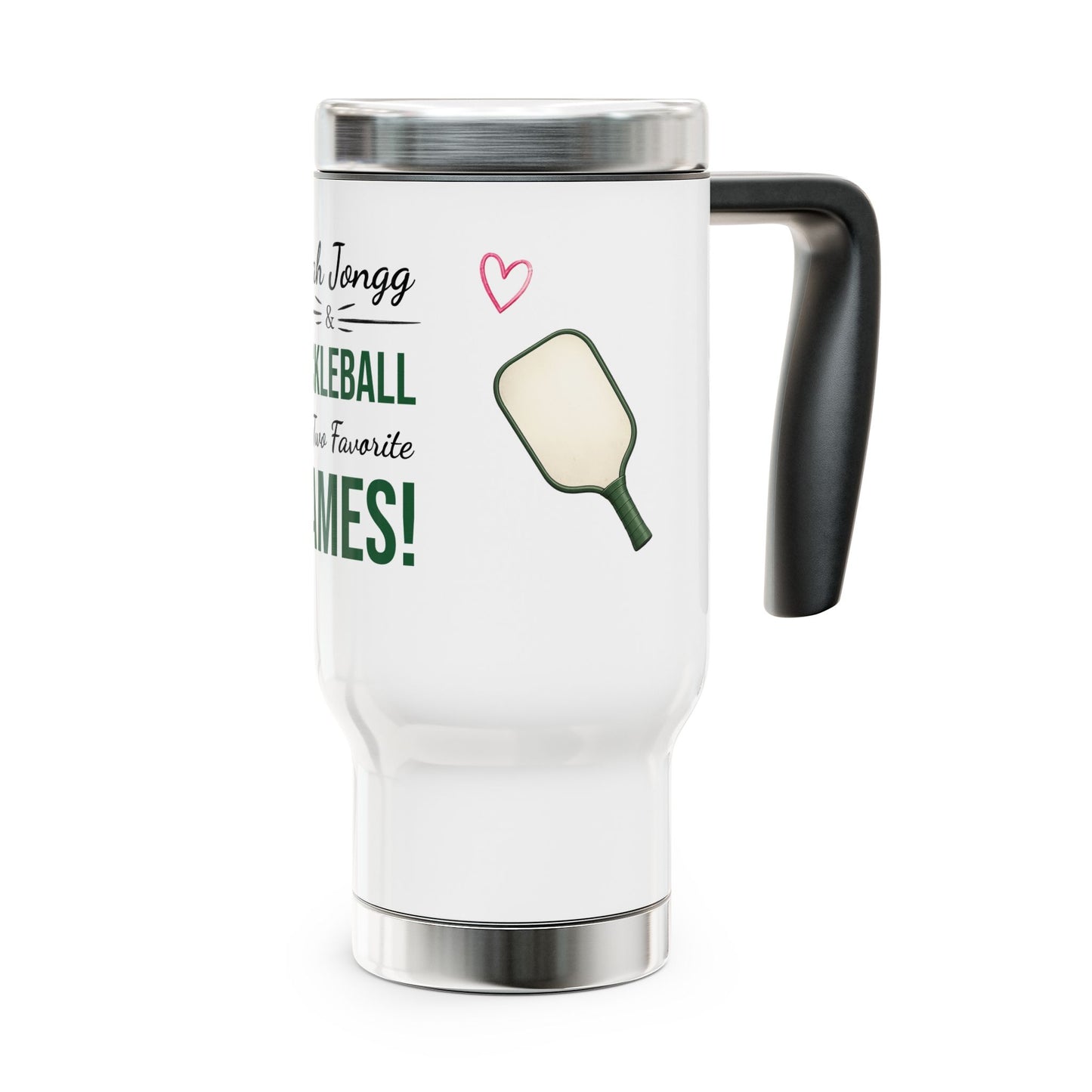 Mah Jongg & Pickleball Stainless Steel Travel Mug – “My Two Favorite Games!” 14oz - For Mah Jongg games and Pickleball Matches