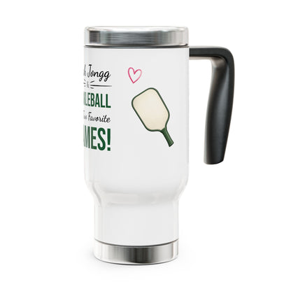 Mah Jongg & Pickleball Stainless Steel Travel Mug – “My Two Favorite Games!” 14oz - For Mah Jongg games and Pickleball Matches