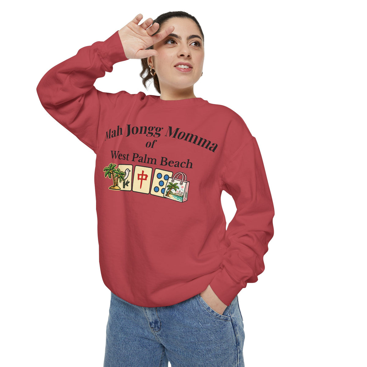 Mah Jongg Momma of West Palm Beach Crewneck Sweatshirt - Mahjong Tournament Sweatshirt