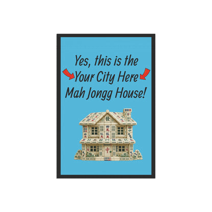 City Mah Jongg :"Yes, This Is the Mah Jongg House!" Blue Mah Jongg Flag