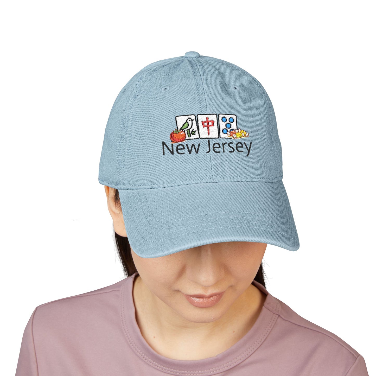 Mah Jongg New Jersey Embroidered  Jean Hat - For MahJong Players