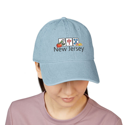 Mah Jongg New Jersey Embroidered  Jean Hat - For MahJong Players