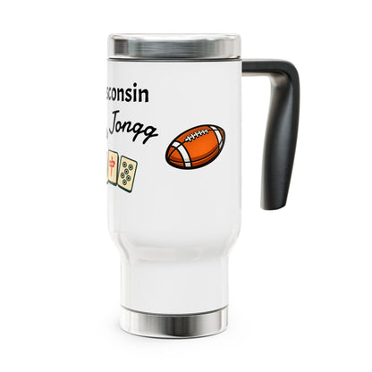 Wisconsin Mah Jongg travel mug | 14oz stainless steel travel mug with handle