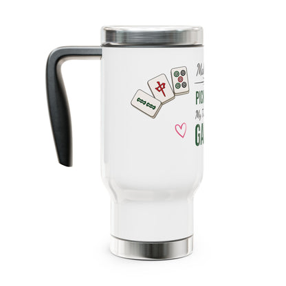 Mah Jongg & Pickleball Stainless Steel Travel Mug – “My Two Favorite Games!” 14oz - For Mah Jongg games and Pickleball Matches