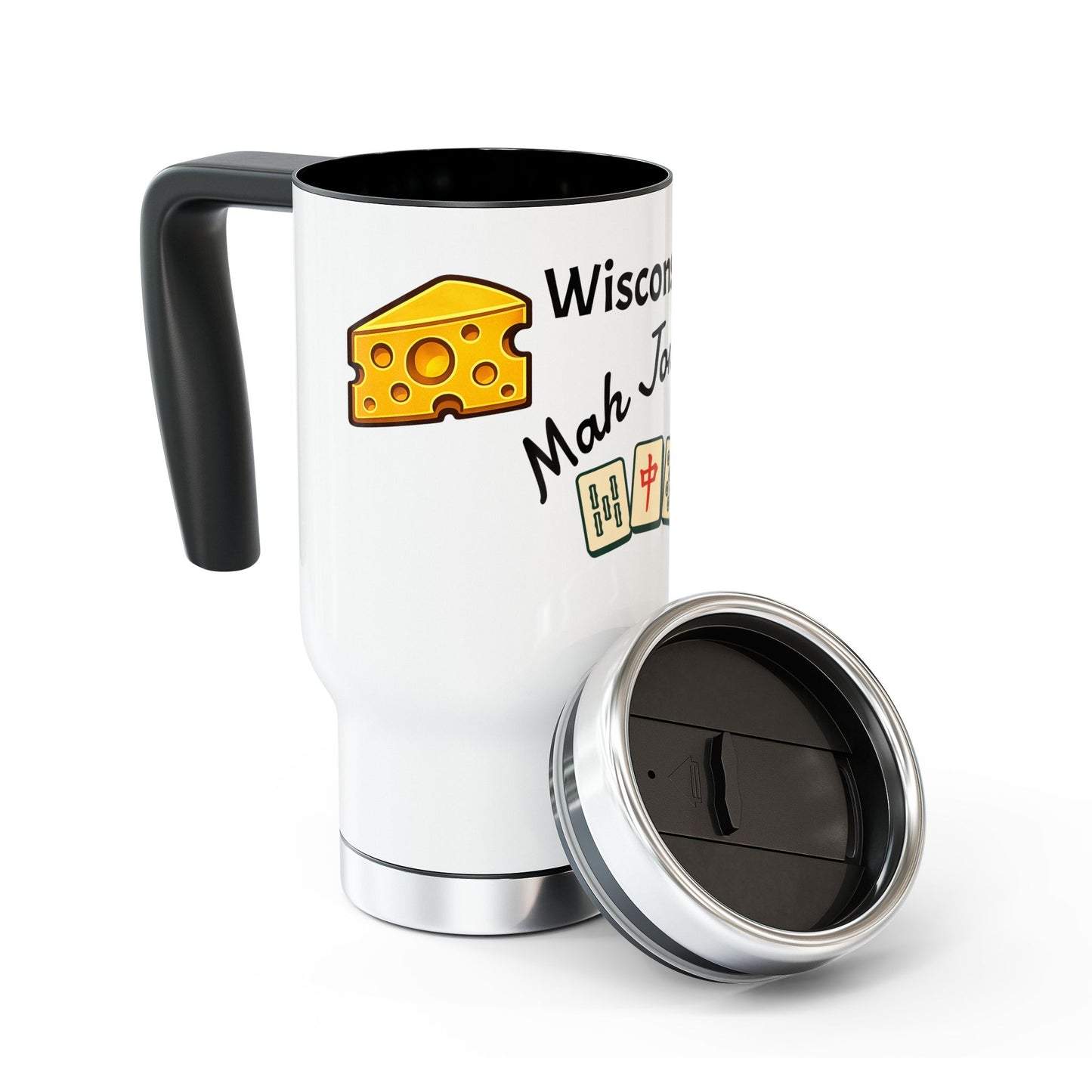Wisconsin Mah Jongg travel mug | 14oz stainless steel travel mug with handle