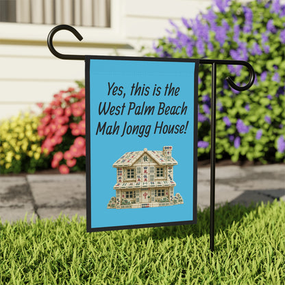 Mah Jongg :"Yes, This Is the West Palm Beach Mah Jongg House!" Blue Mah Jongg Flag