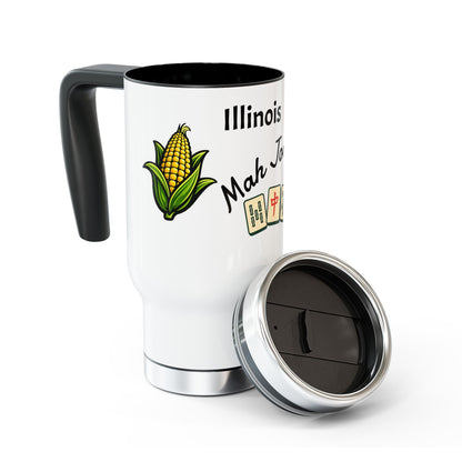Illinois Mah Jongg travel mug | 14oz stainless steel travel mug with handle