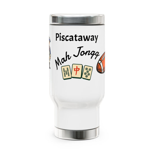 Piscataway Mah Jongg travel mug | 14oz stainless steel travel mug with handle