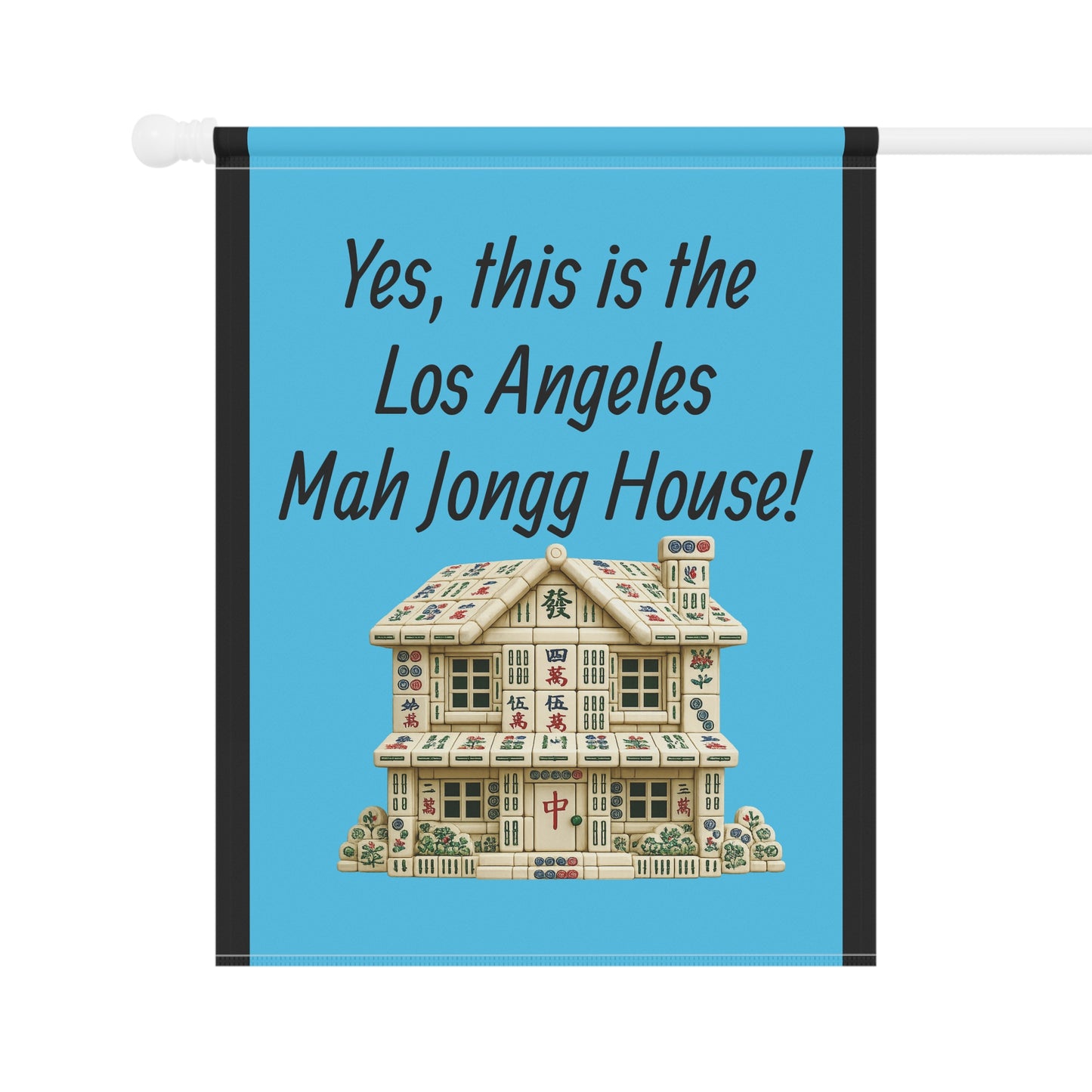 Mah Jongg :"Yes, This Is the Los Angeles Mah Jongg House!" Blue Mah Jongg Flag