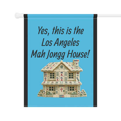 Mah Jongg :"Yes, This Is the Los Angeles Mah Jongg House!" Blue Mah Jongg Flag