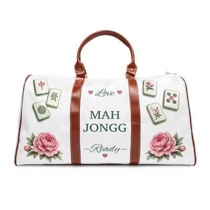 Mahjong Travel Bag — Waterproof Mahjong Duffle with Floral Tiles ("Mah Jongg Ready")