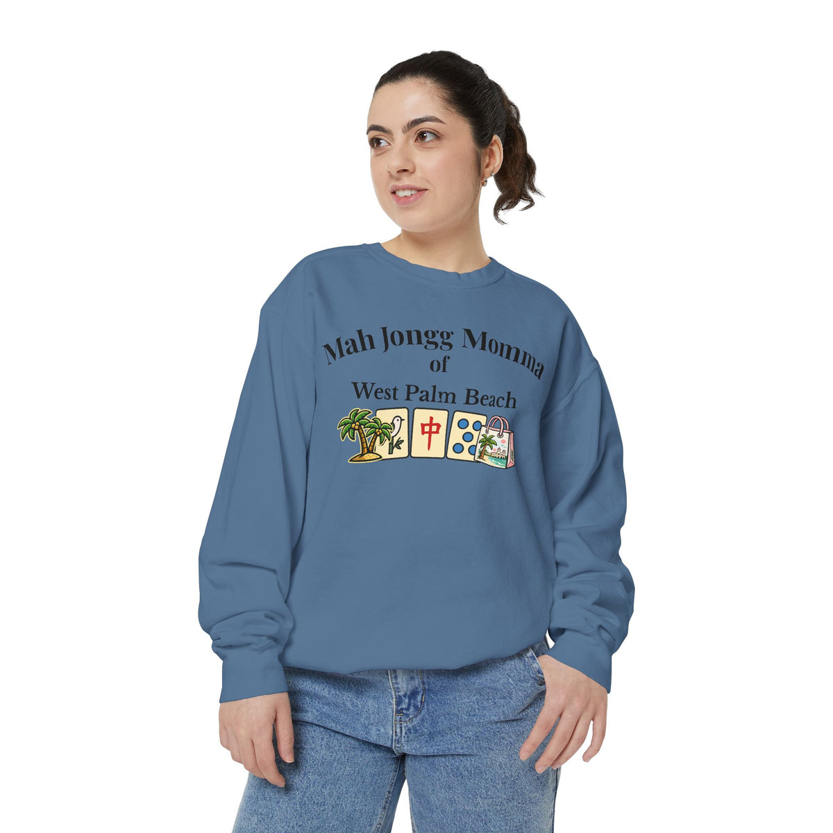 Mah Jongg Momma of West Palm Beach Crewneck Sweatshirt - Mahjong Tournament Sweatshirt