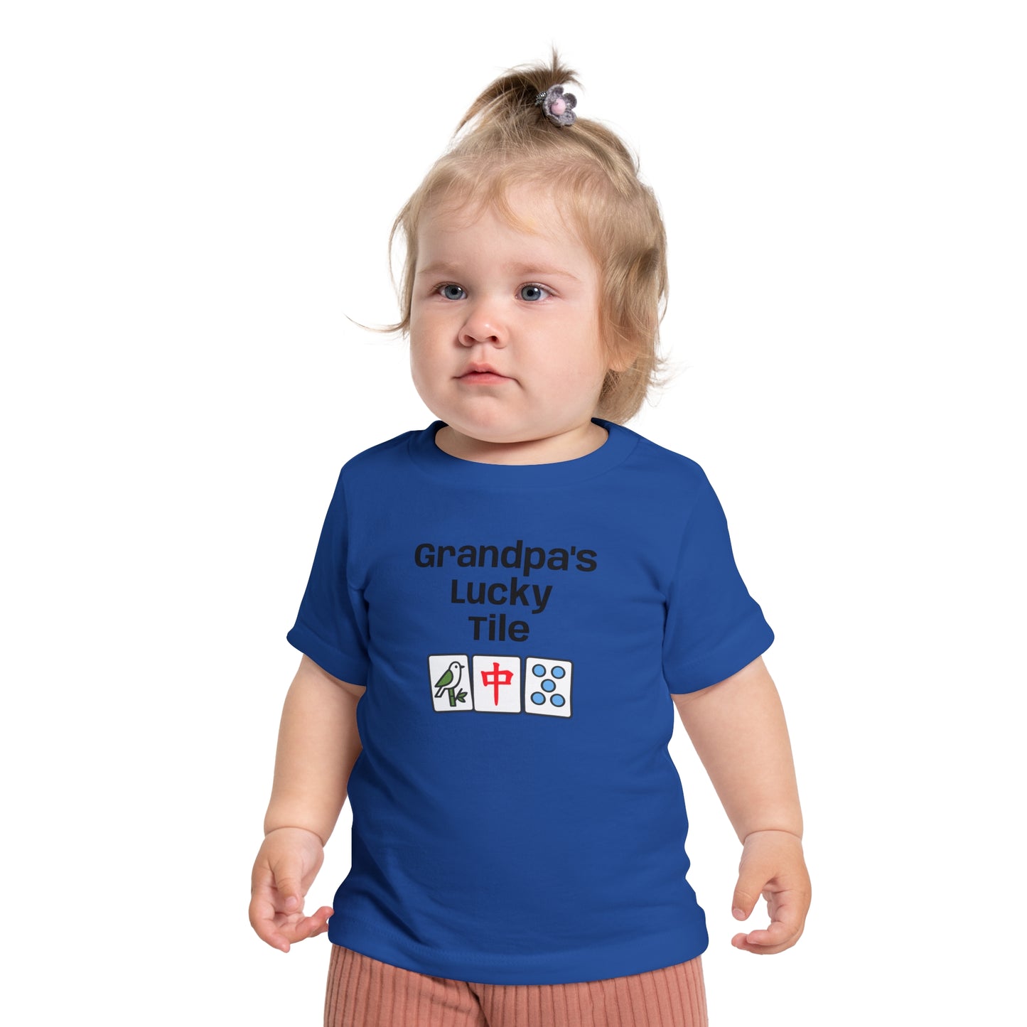 Grandpa's Lucky Tile Baby T-Shirt - Cute Mahjong Infant Tee