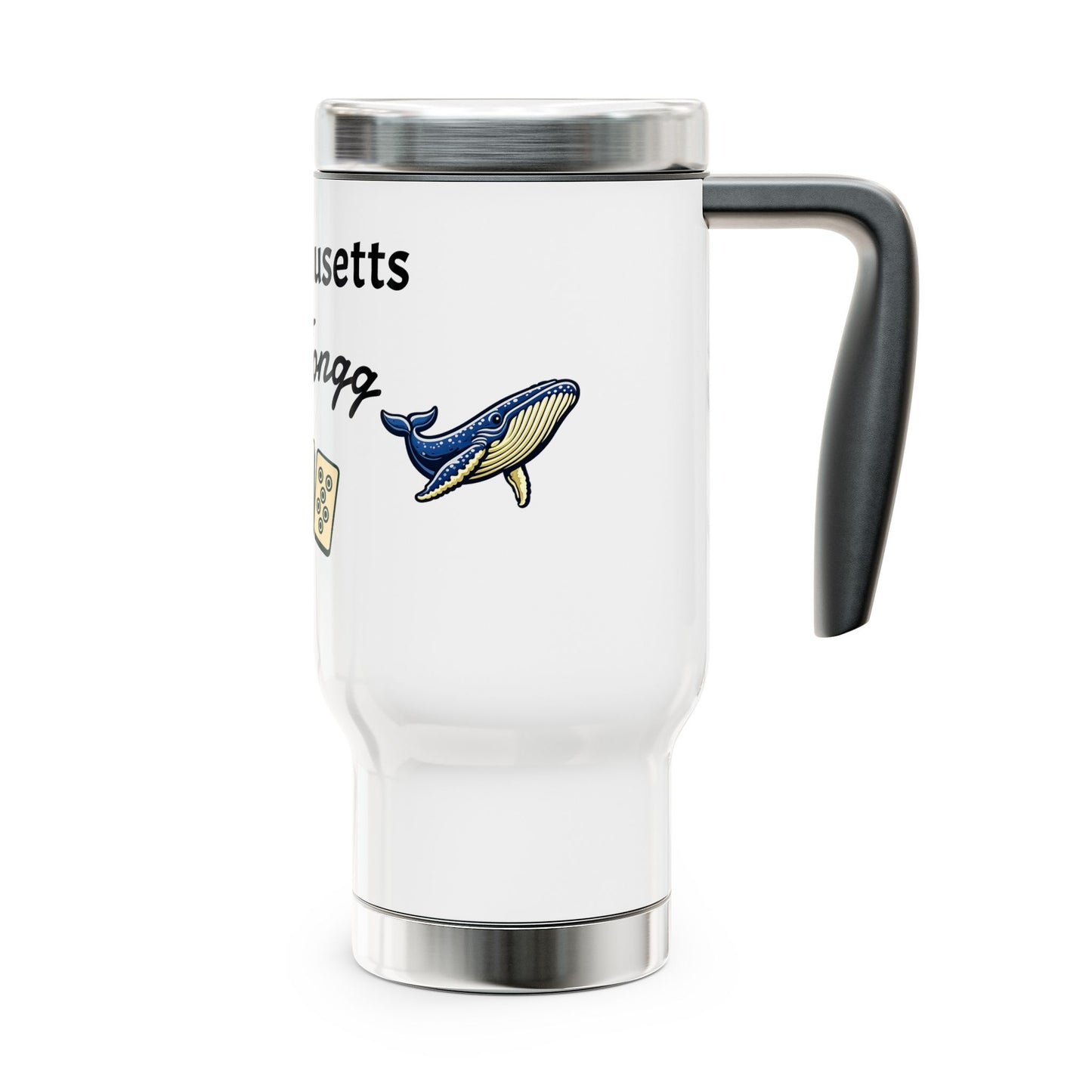 Massachusetts Mah Jongg travel mug | 14oz stainless steel travel mug with handle