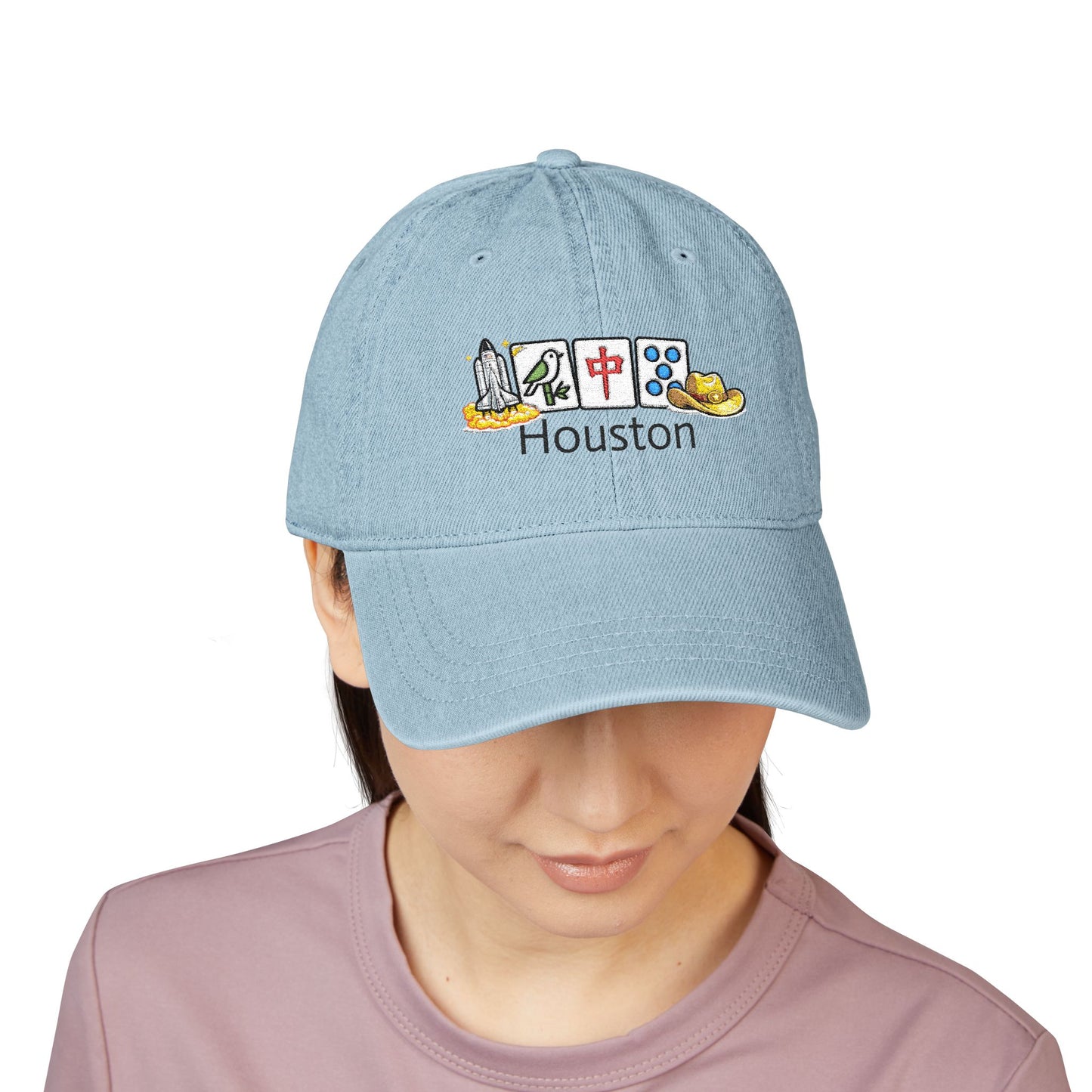 Mah Jongg Houston Embroidered  Jean Hat - For MahJong Players