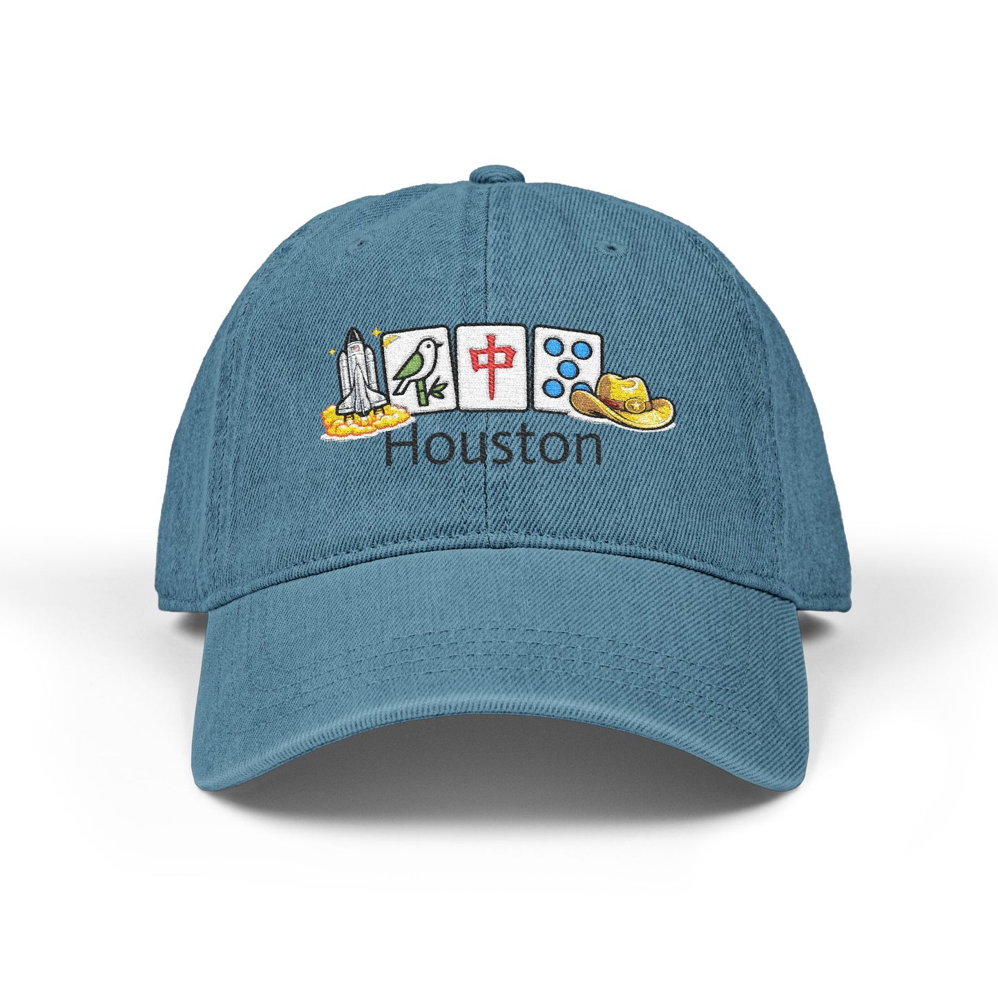 Mah Jongg Houston Embroidered  Jean Hat - For MahJong Players