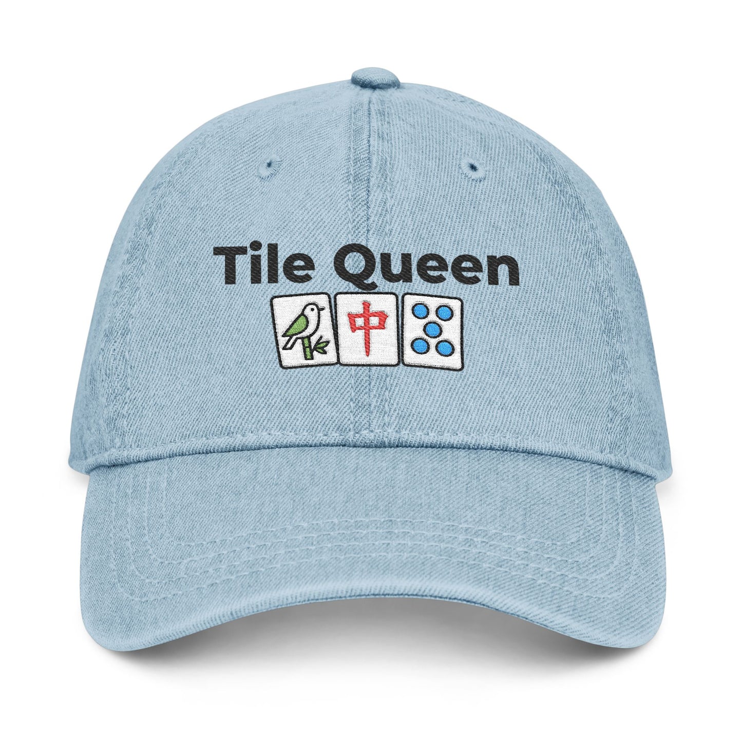 Tile Queen - Mah Jongg Embroidered  Jean Hat - For MahJong Players
