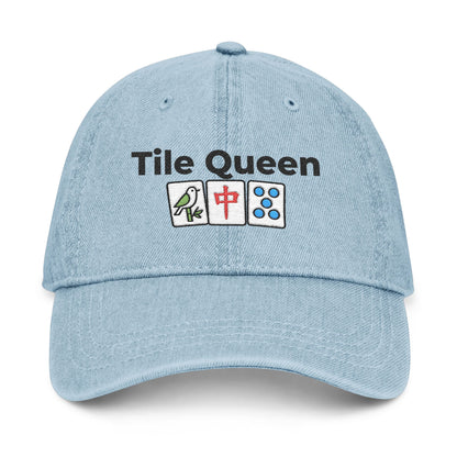 Tile Queen - Mah Jongg Embroidered  Jean Hat - For MahJong Players