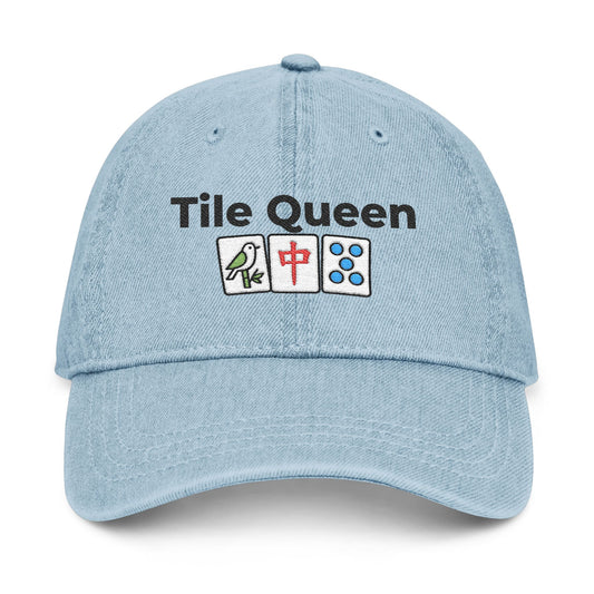 Tile Queen - Mah Jongg Embroidered  Jean Hat - For MahJong Players