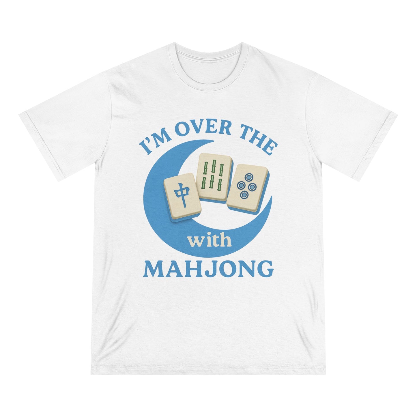 Over the Moon Blue T-Shirt - Mahjong  for Mah Jongg Game Day