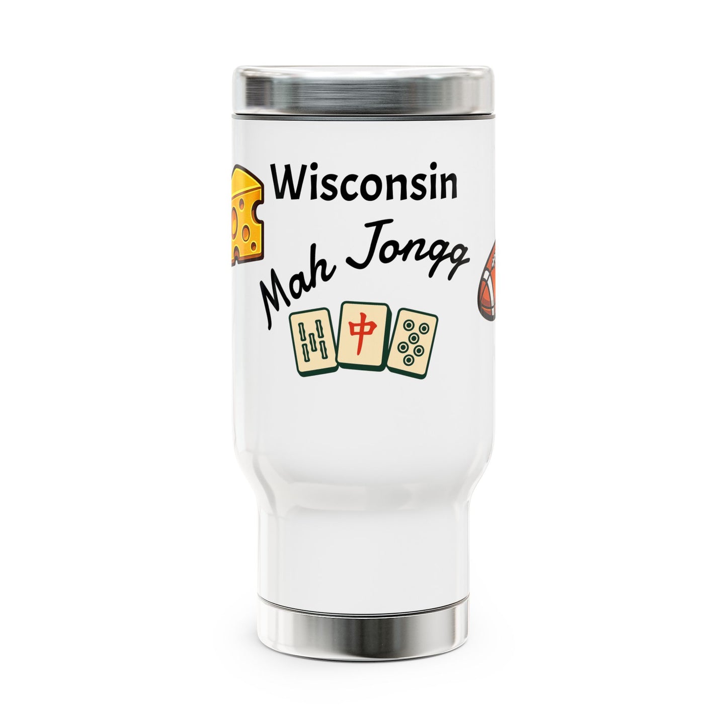 Wisconsin Mah Jongg travel mug | 14oz stainless steel travel mug with handle