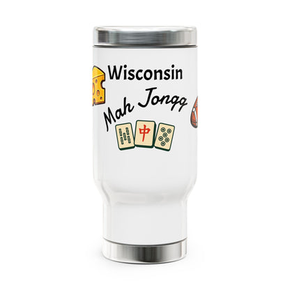 Wisconsin Mah Jongg travel mug | 14oz stainless steel travel mug with handle