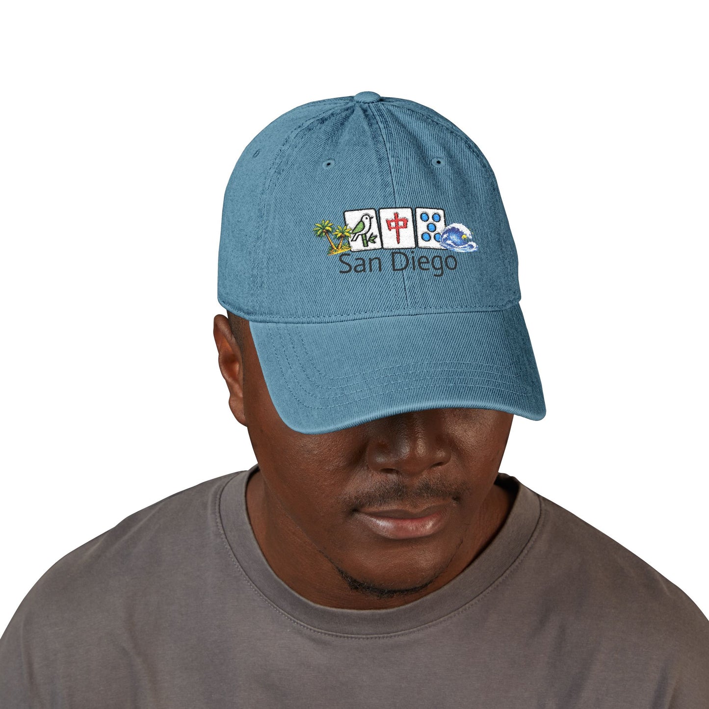 Mah Jongg San Diego Embroidered  Jean Hat - For MahJong Players