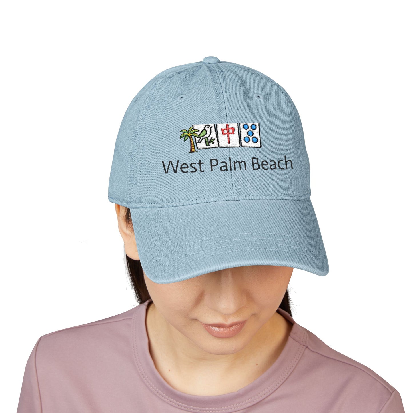 Mah Jongg West Palm Beach Embroidered  Jean Hat - For MahJong Players