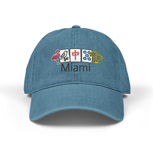 Mah Jongg Miami Embroidered  Jean Hat - For MahJong Players
