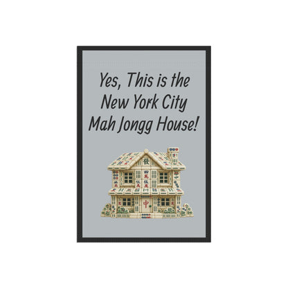 Mah Jongg Flag: "Yes, This Is the New York City Mah Jongg House!"-  Gray Outdoor Flag