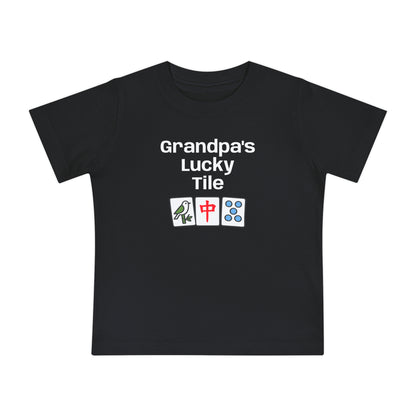 Grandpa's Lucky Tile Baby T-Shirt - Cute Mahjong Infant Tee