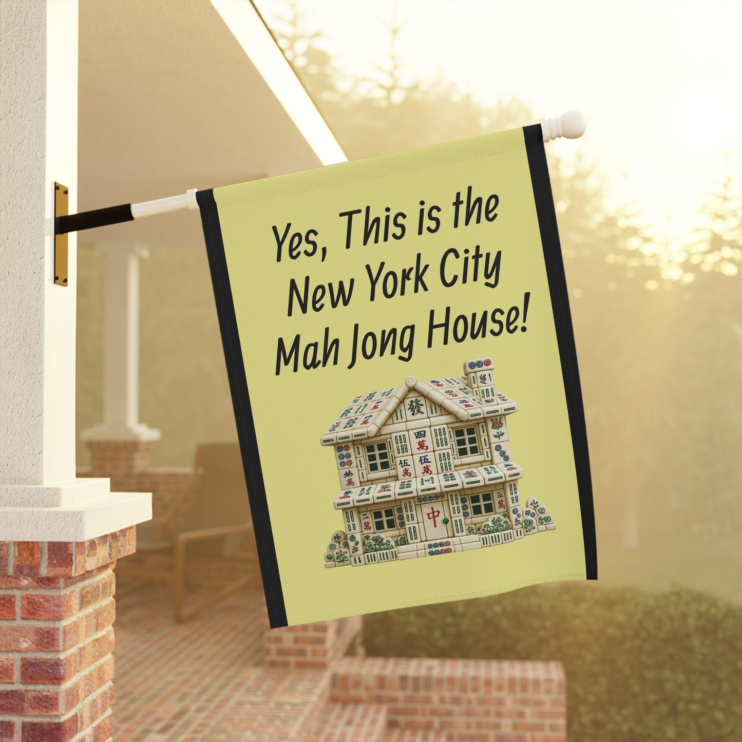 Mah Jongg:"Yes, This Is the New York City Mah Jongg House!" Yellow Mah Jongg Flag