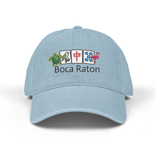 Mah Jongg Boca Raton Embroidered  Jean Hat - For MahJong Players
