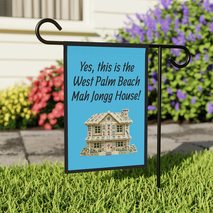 Mah Jongg :"Yes, This Is the West Palm Beach Mah Jongg House!" Blue Mah Jongg Flag